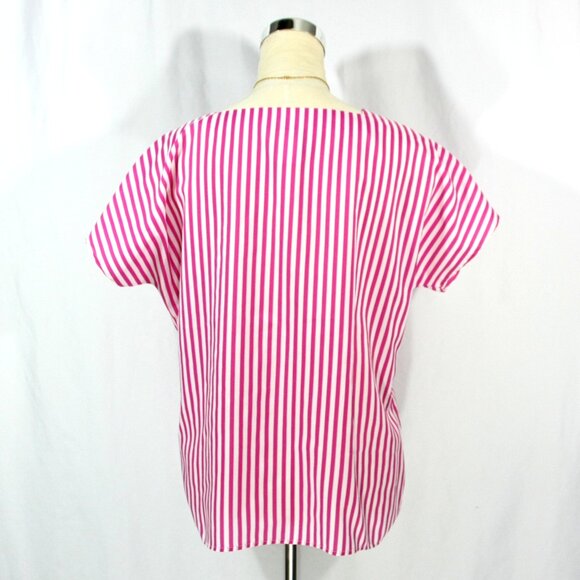 Vintage Lady Arrow Mistique Pink White Striped Button Blouse Top Tunic L 1980s - Picture 5 of 6
